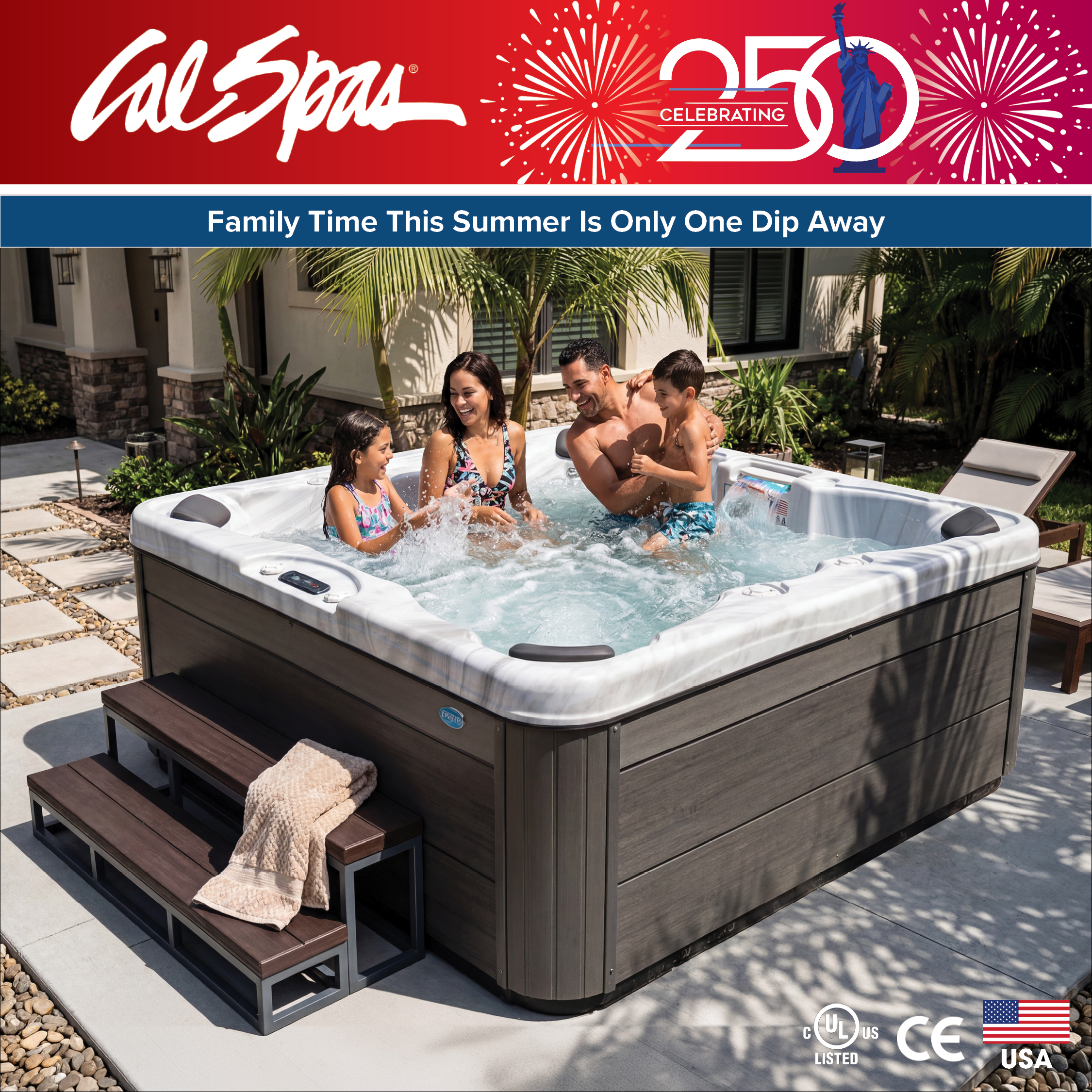 Calspas hot tub being used in a family setting - Thornton